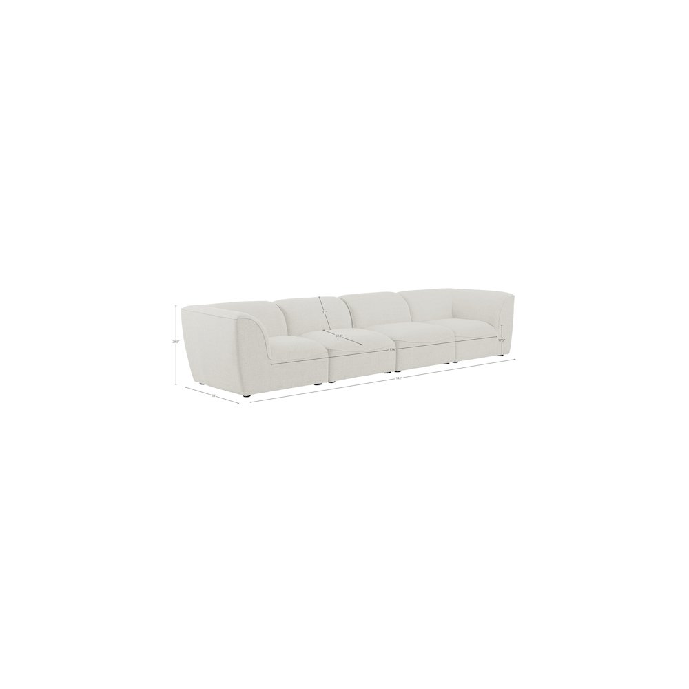 Miramar Cream Durable Linen Textured Modular Sofa. Picture 8