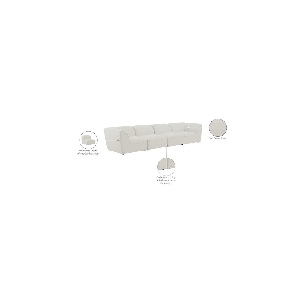 Miramar Cream Durable Linen Textured Modular Sofa. Picture 9