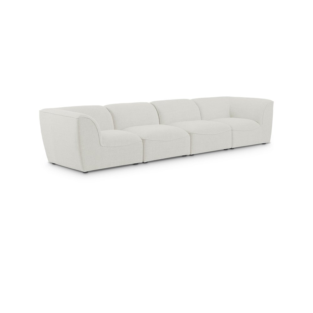 Miramar Cream Durable Linen Textured Modular Sofa. Picture 1