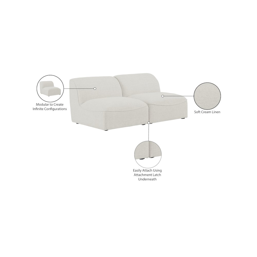 Miramar Cream Durable Linen Textured Modular Sofa. Picture 8