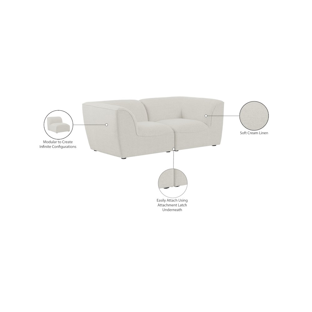 Miramar Cream Durable Linen Textured Modular Sofa. Picture 9