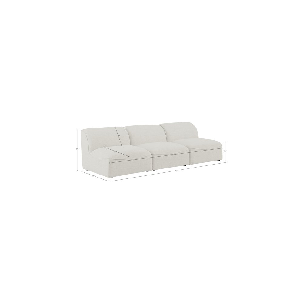 Miramar Cream Durable Linen Textured Modular Sofa. Picture 7