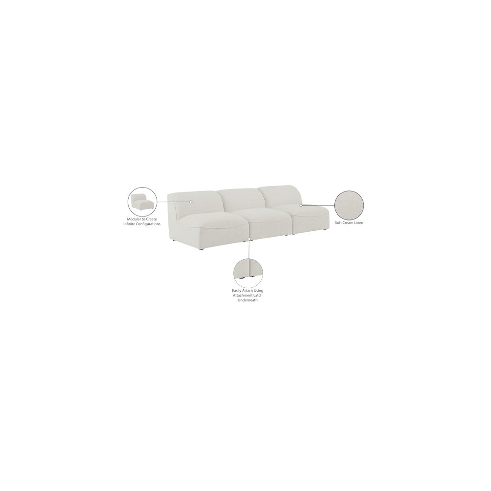 Miramar Cream Durable Linen Textured Modular Sofa. Picture 8