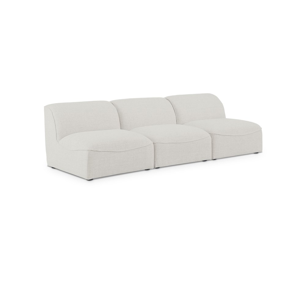 Miramar Cream Durable Linen Textured Modular Sofa. Picture 1