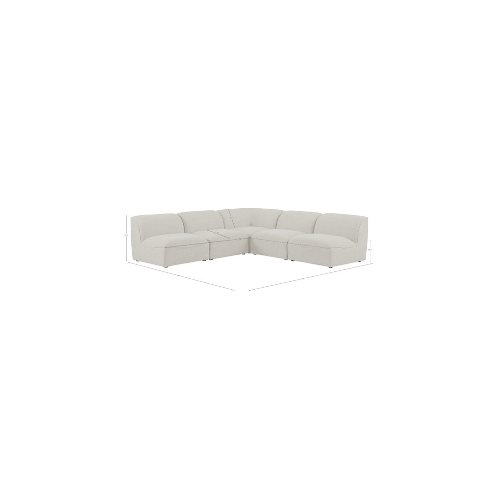 Miramar Cream Durable Linen Textured Modular Sectional. Picture 7