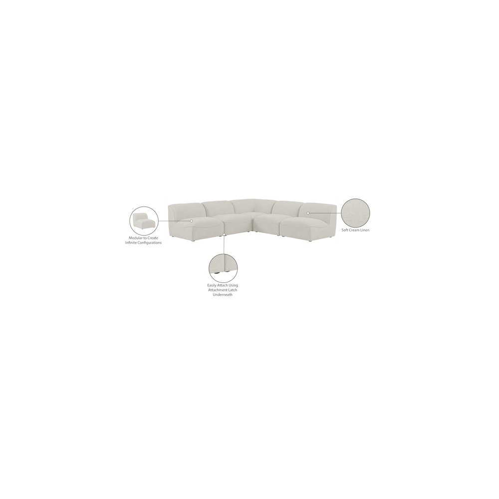 Miramar Cream Durable Linen Textured Modular Sectional. Picture 8