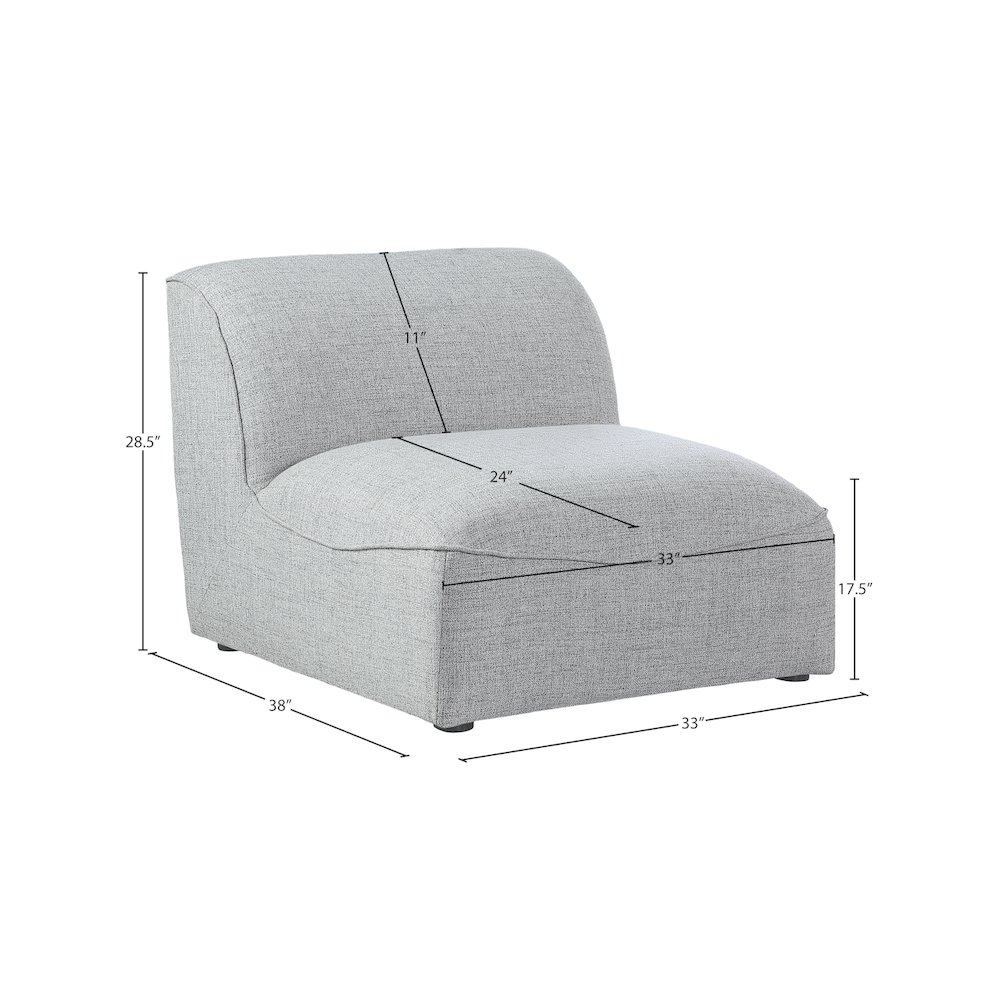 Miramar Grey Durable Linen Textured Armless. Picture 7