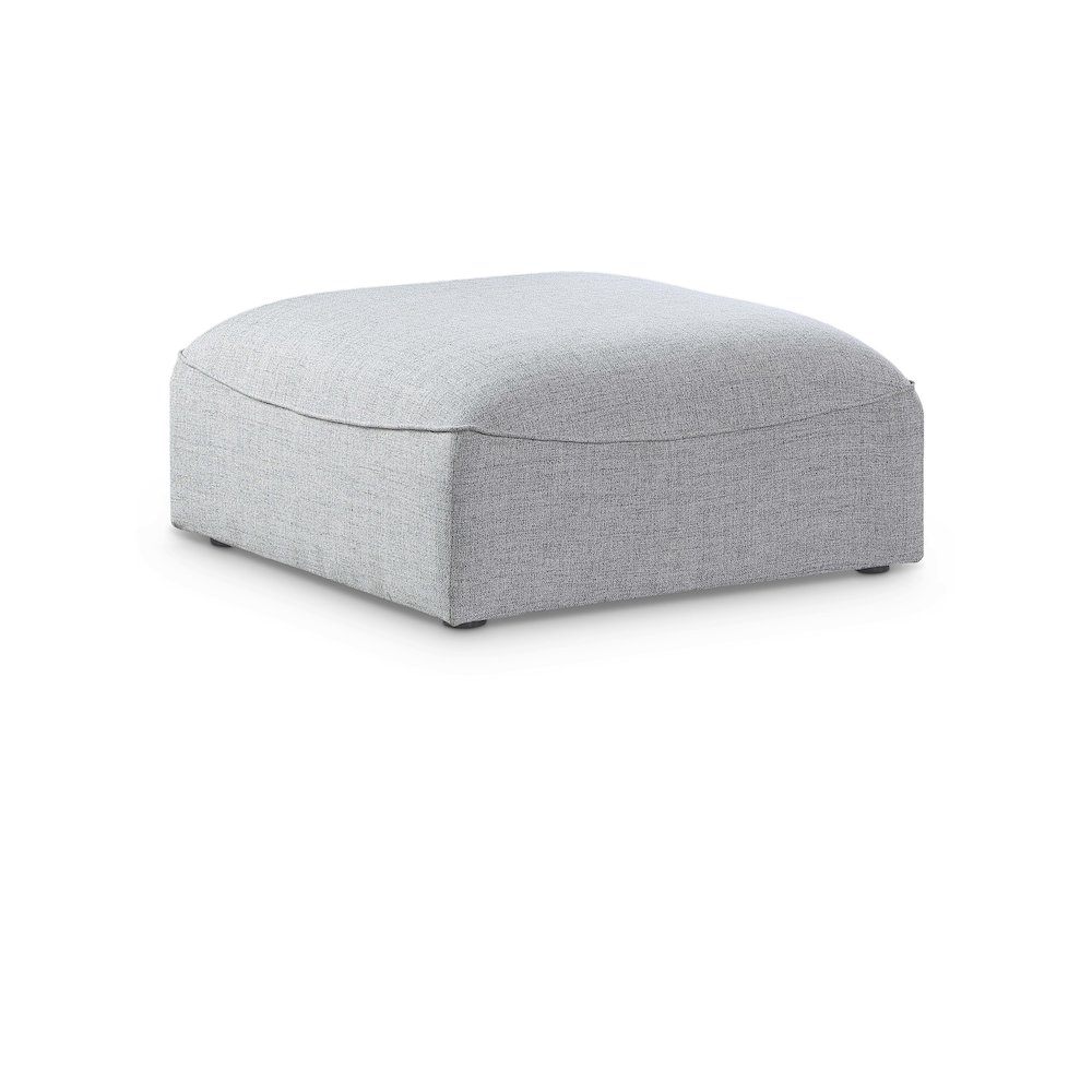 Miramar Grey Durable Linen Textured Ottoman. Picture 1