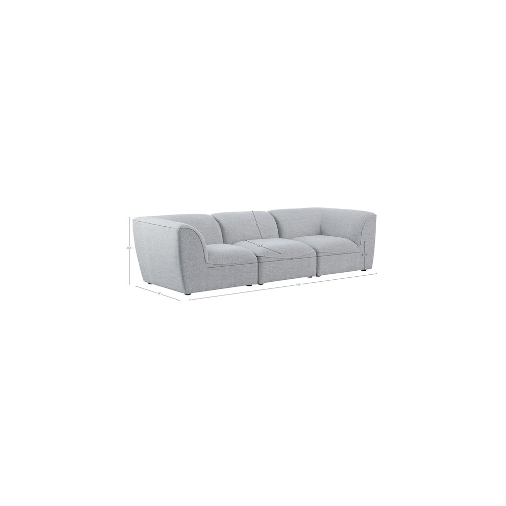 Miramar Grey Durable Linen Textured Modular Sofa. Picture 8