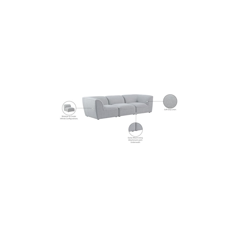 Miramar Grey Durable Linen Textured Modular Sofa. Picture 9