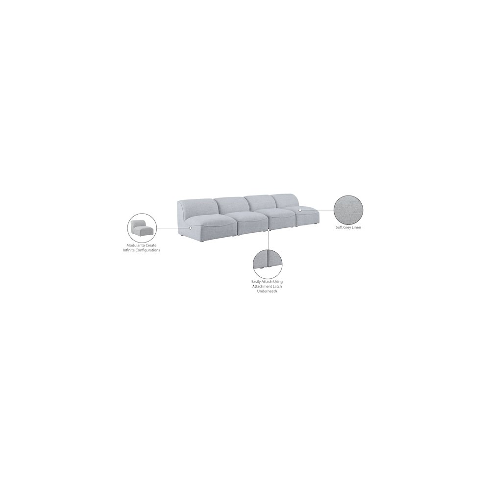 Miramar Grey Durable Linen Textured Modular Sofa. Picture 8