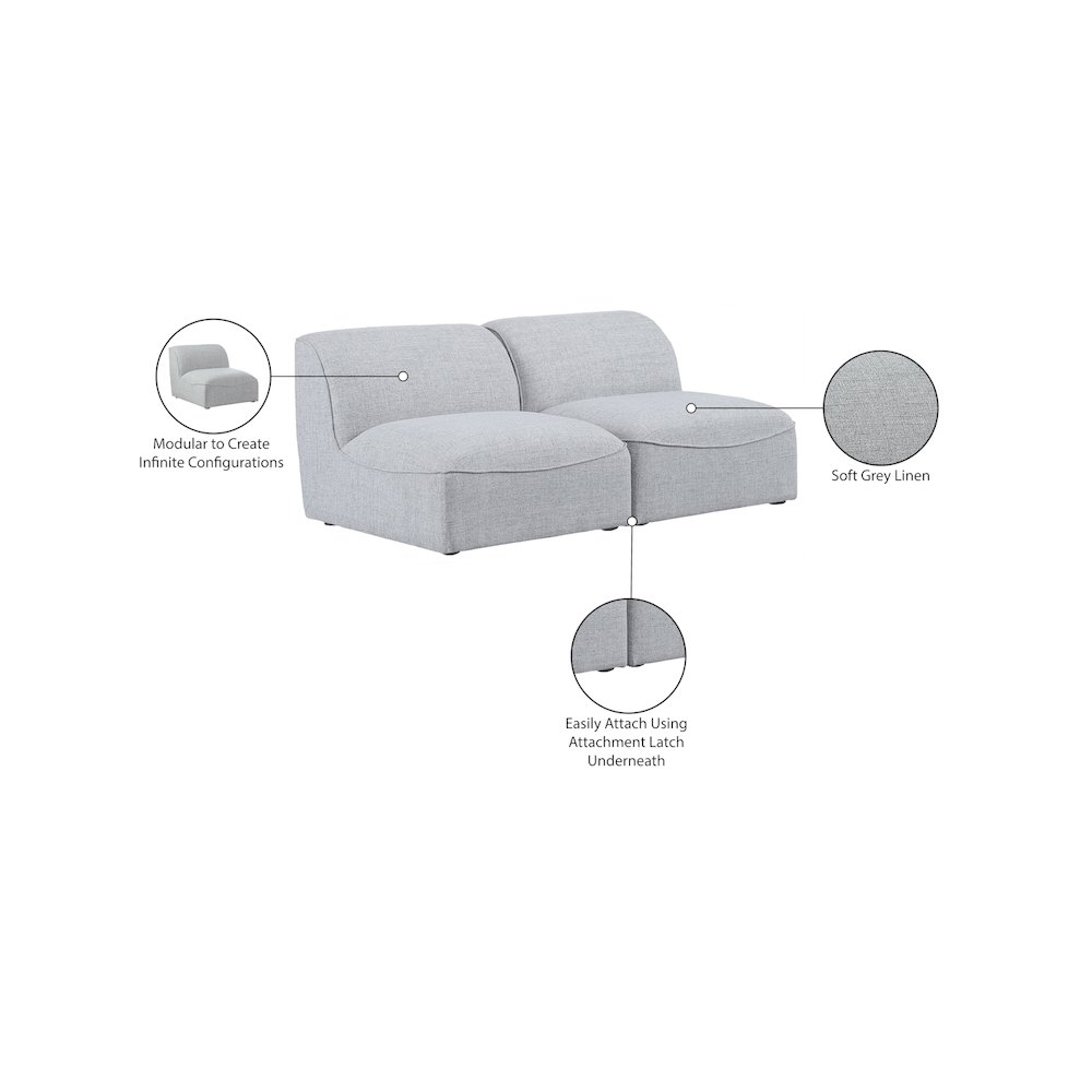Miramar Grey Durable Linen Textured Modular Sofa. Picture 8