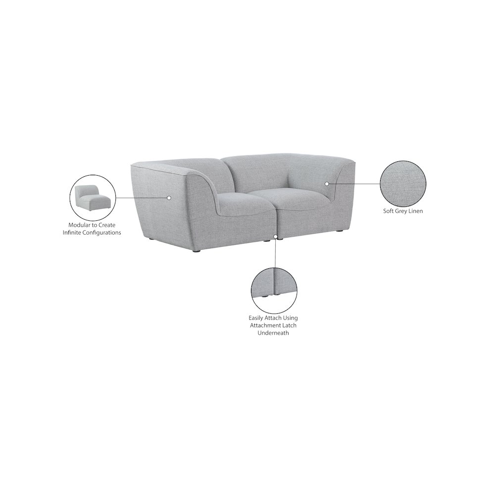 Miramar Grey Durable Linen Textured Modular Sofa. Picture 5