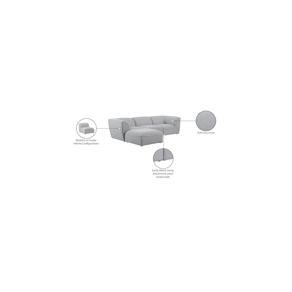 Miramar Grey Durable Linen Textured Modular Sectional. Picture 14