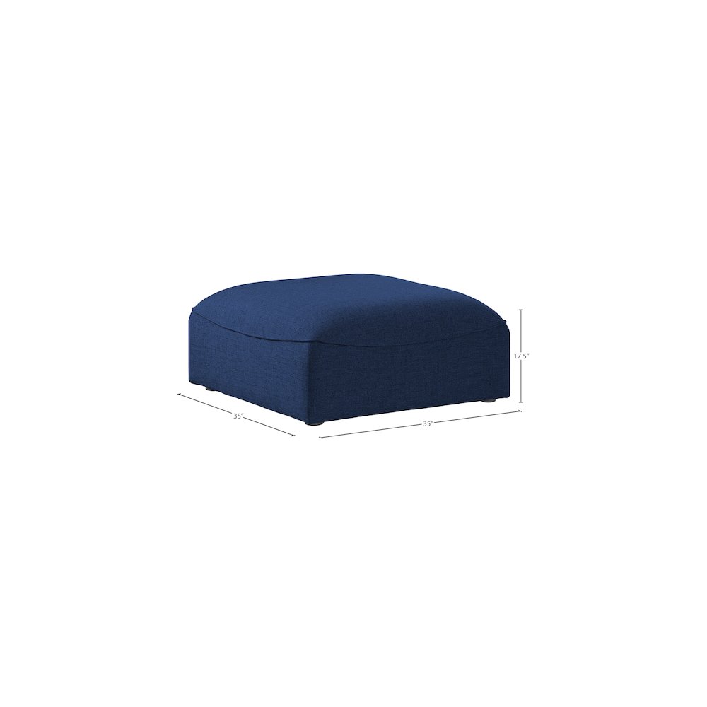 Miramar Navy Durable Linen Textured Ottoman. Picture 4