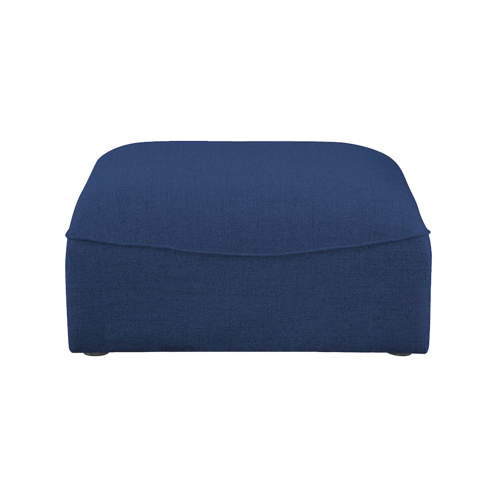 Miramar Navy Durable Linen Textured Ottoman. Picture 2