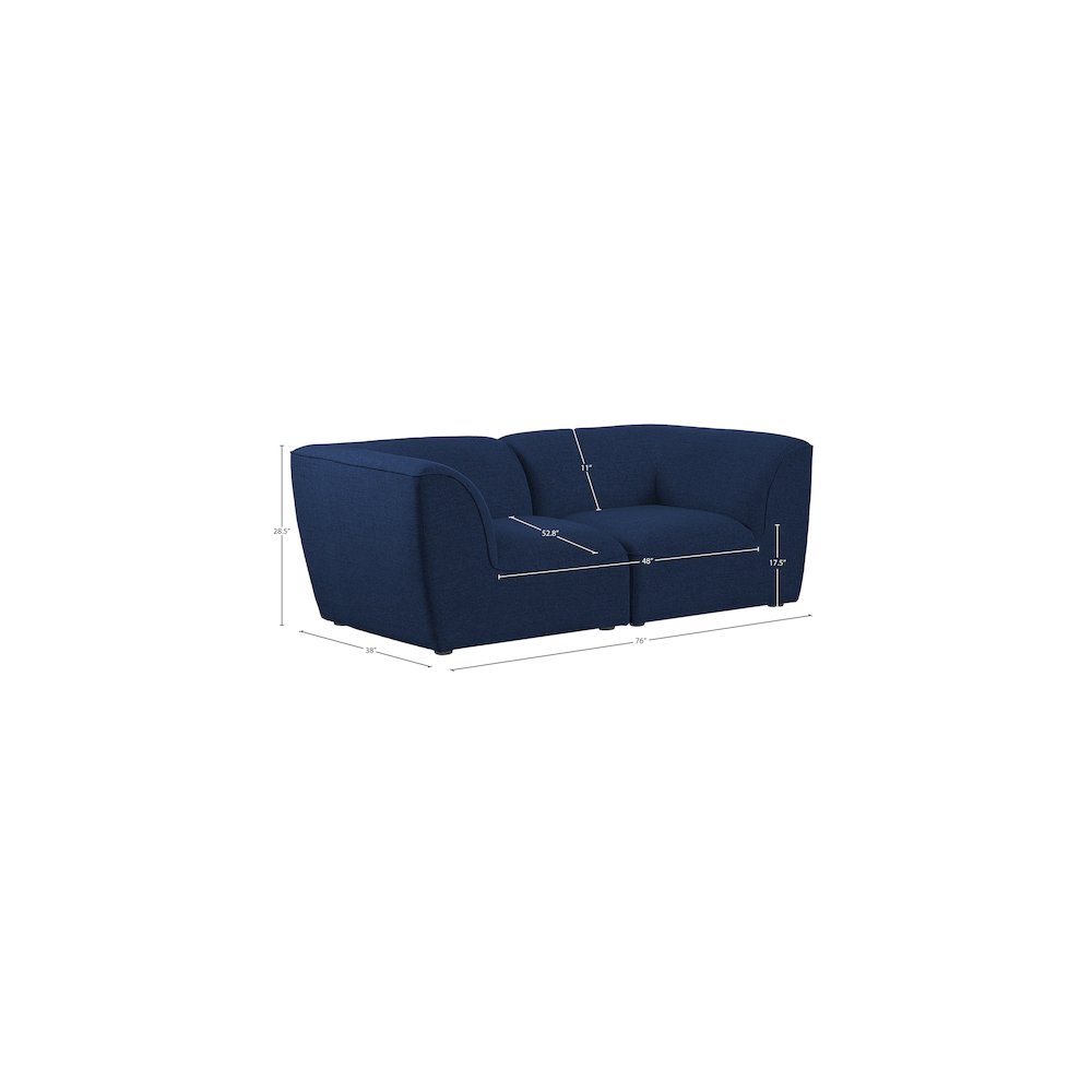 Miramar Navy Durable Linen Textured Modular Sofa. Picture 8
