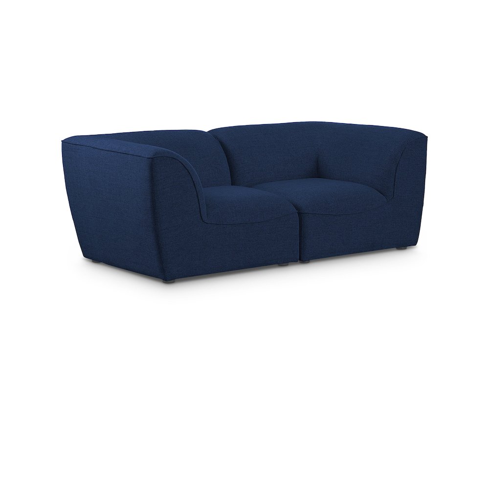 Miramar Navy Durable Linen Textured Modular Sofa. Picture 1