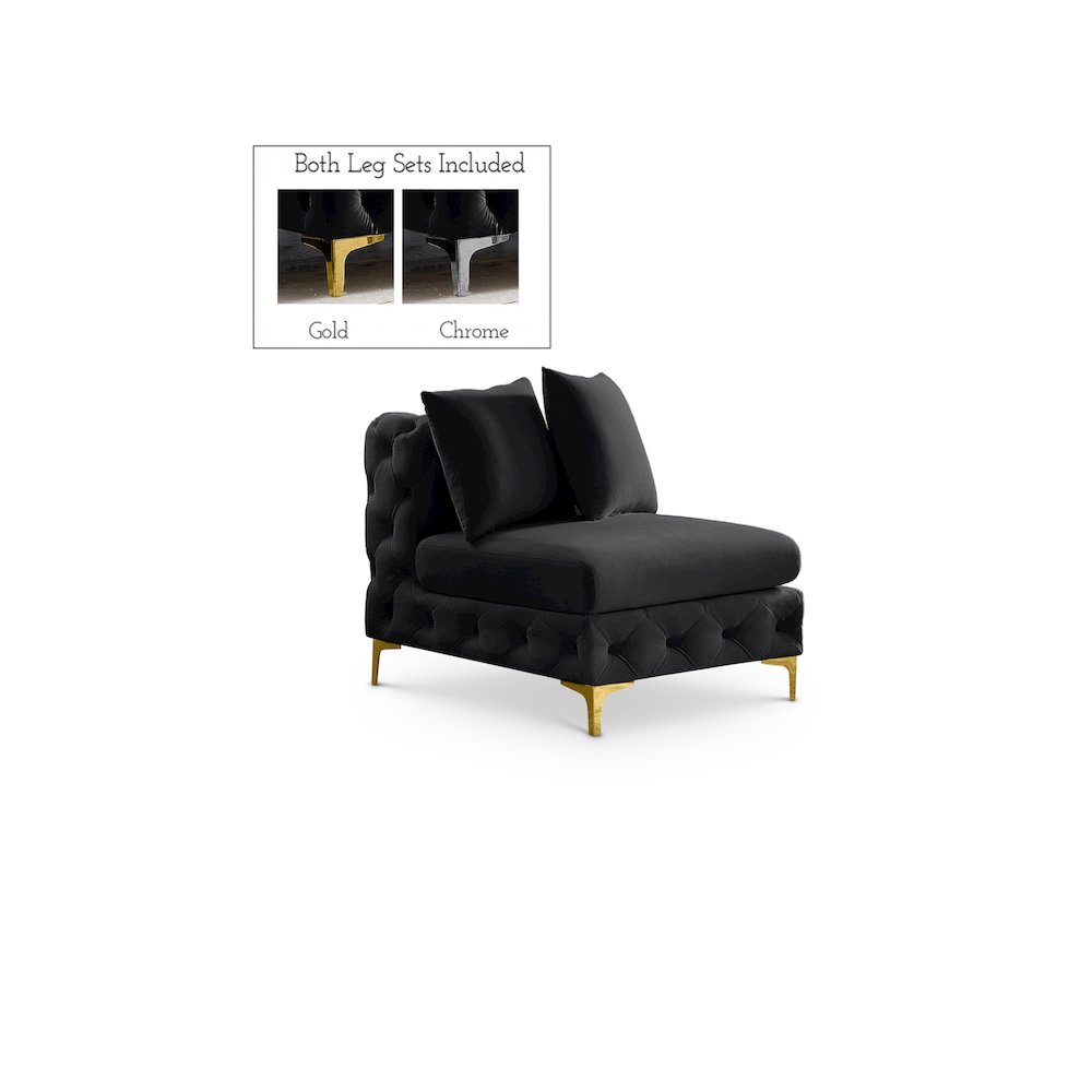 Tremblay Black Velvet Armless Chair. Picture 1