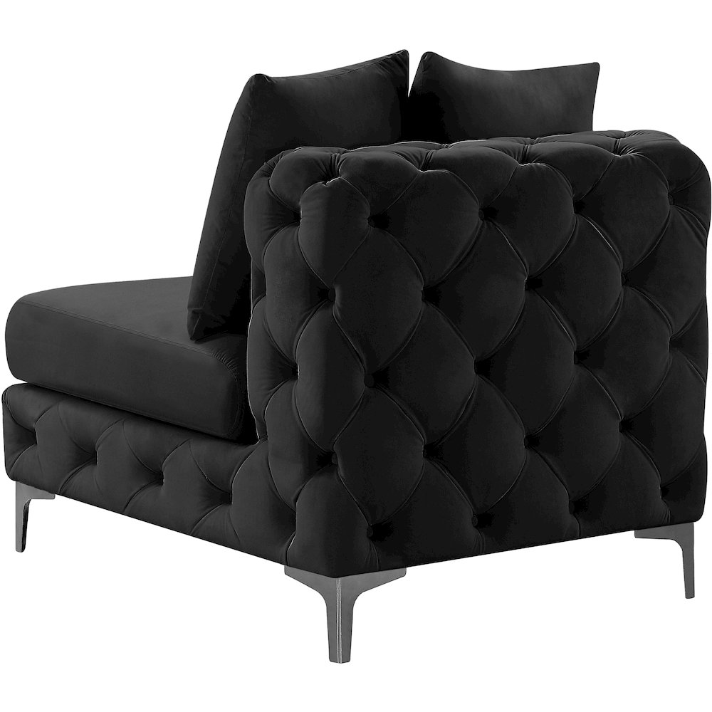 Tremblay Black Velvet Armless Chair. Picture 9