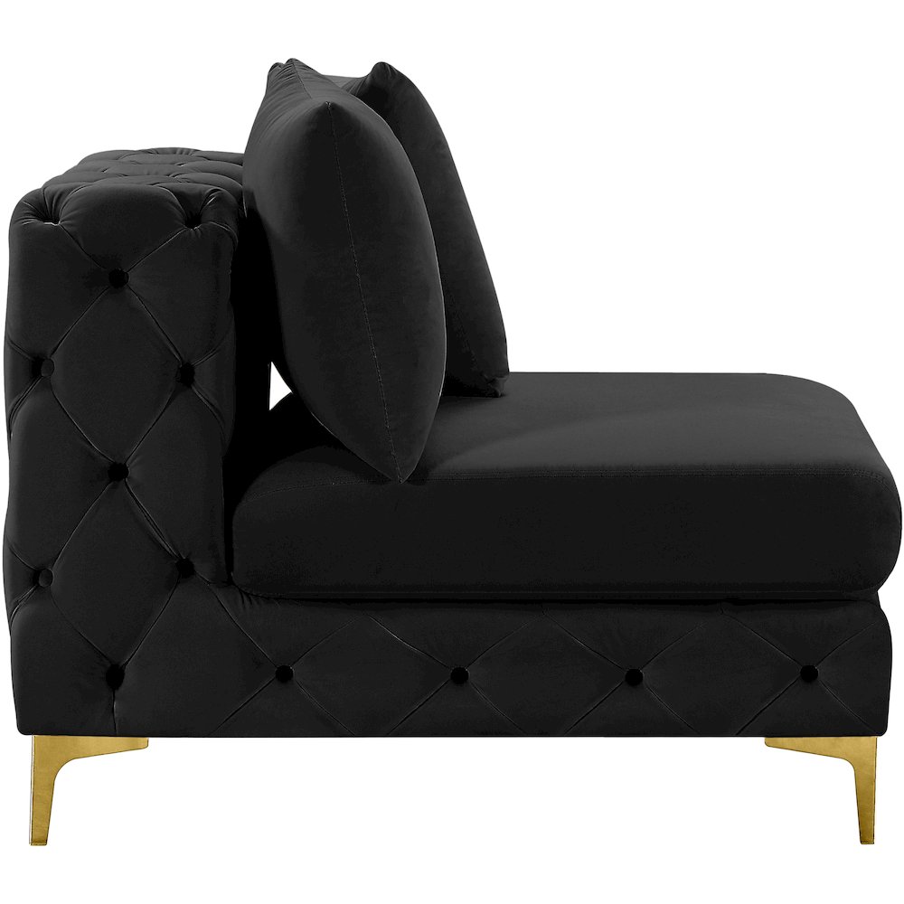 Tremblay Black Velvet Armless Chair. Picture 12