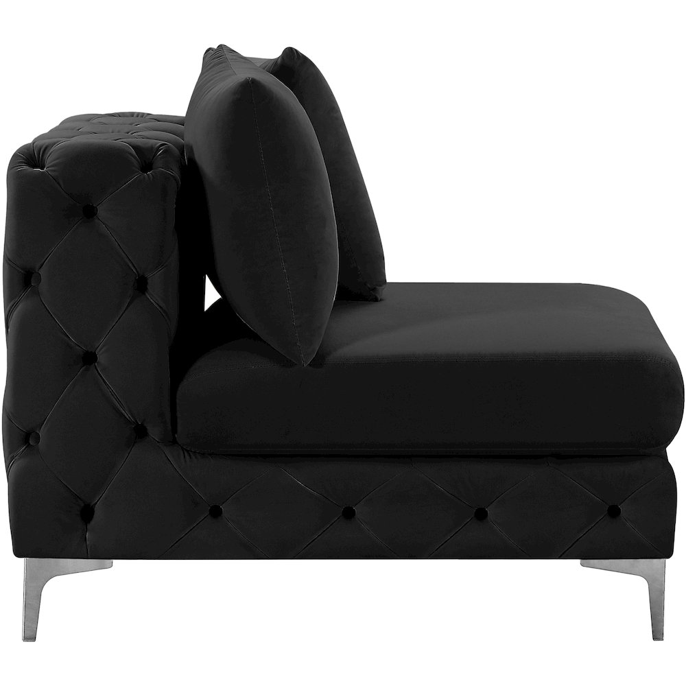 Tremblay Black Velvet Armless Chair. Picture 13