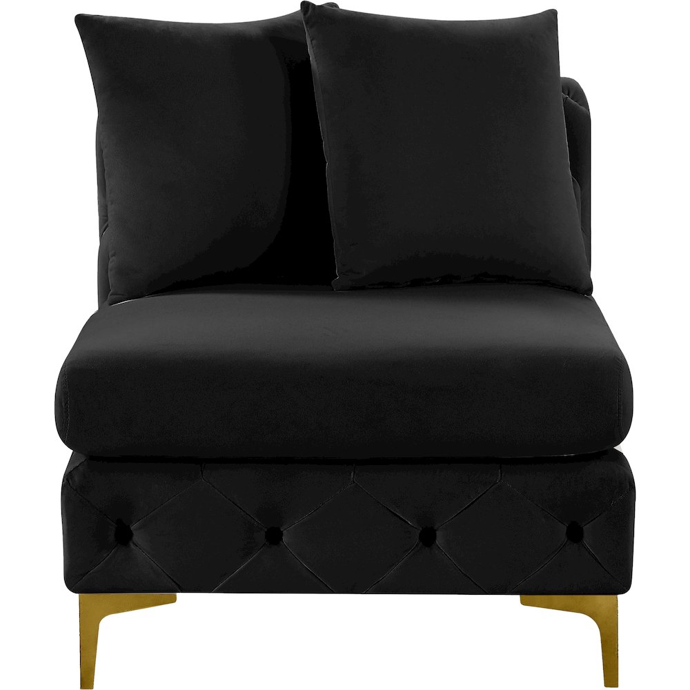 Tremblay Black Velvet Armless Chair. Picture 4