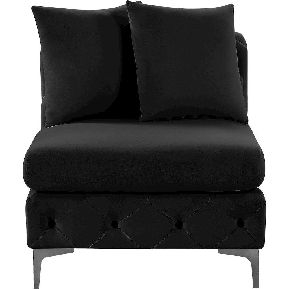 Tremblay Black Velvet Armless Chair. Picture 5