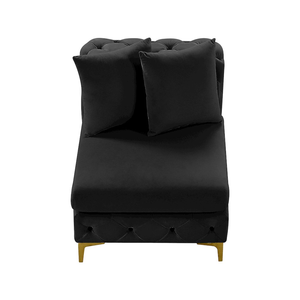 Tremblay Black Velvet Armless Chair. Picture 6