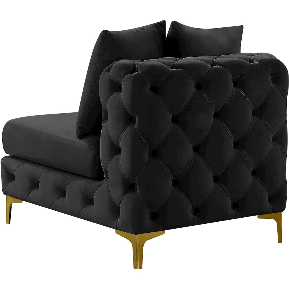 Tremblay Black Velvet Armless Chair. Picture 8