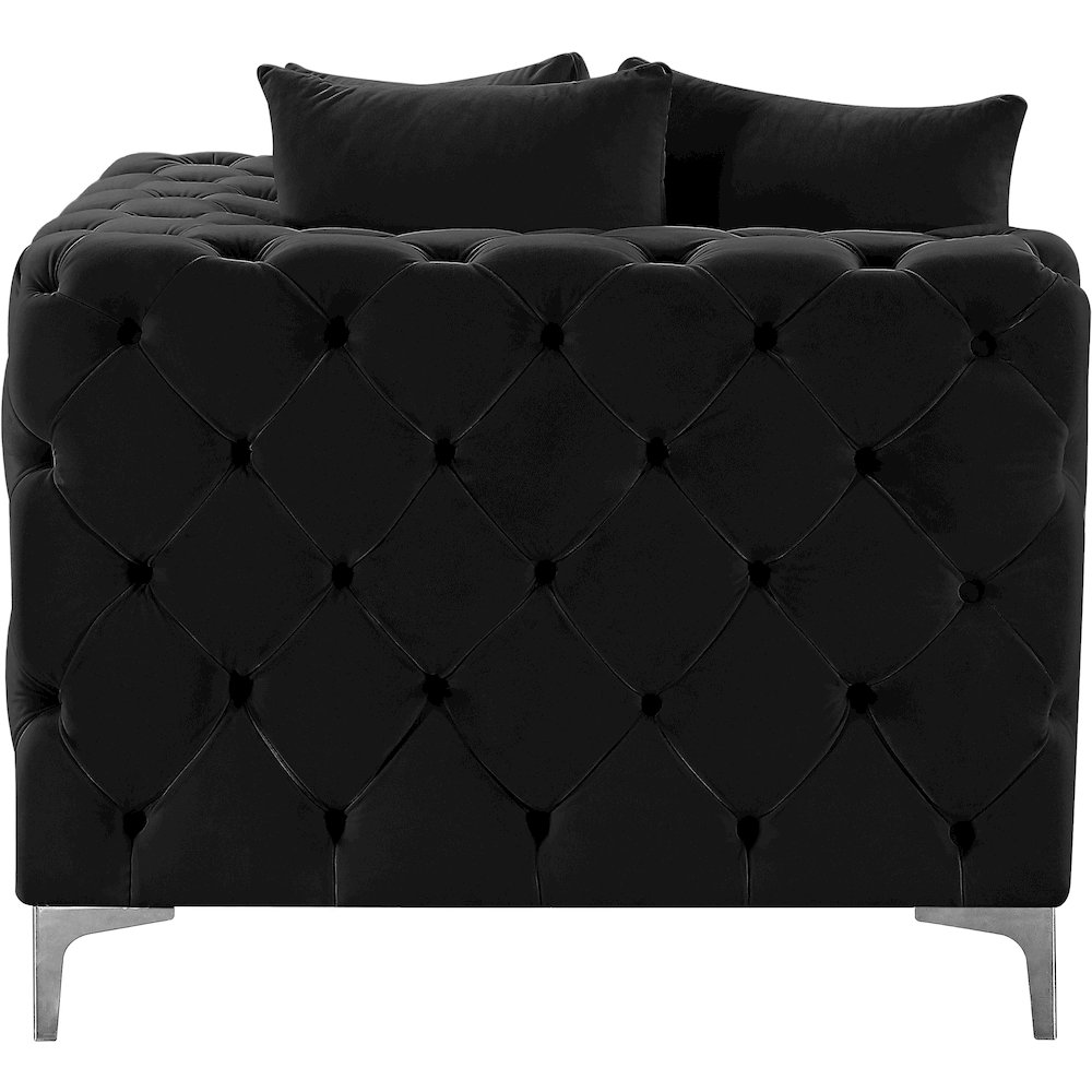Tremblay Black Velvet Corner Chair. Picture 3
