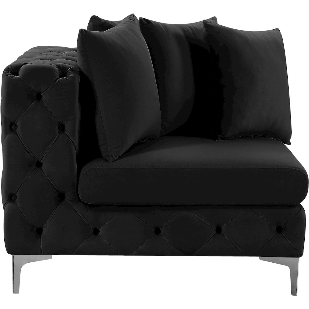 Tremblay Black Velvet Corner Chair. Picture 4