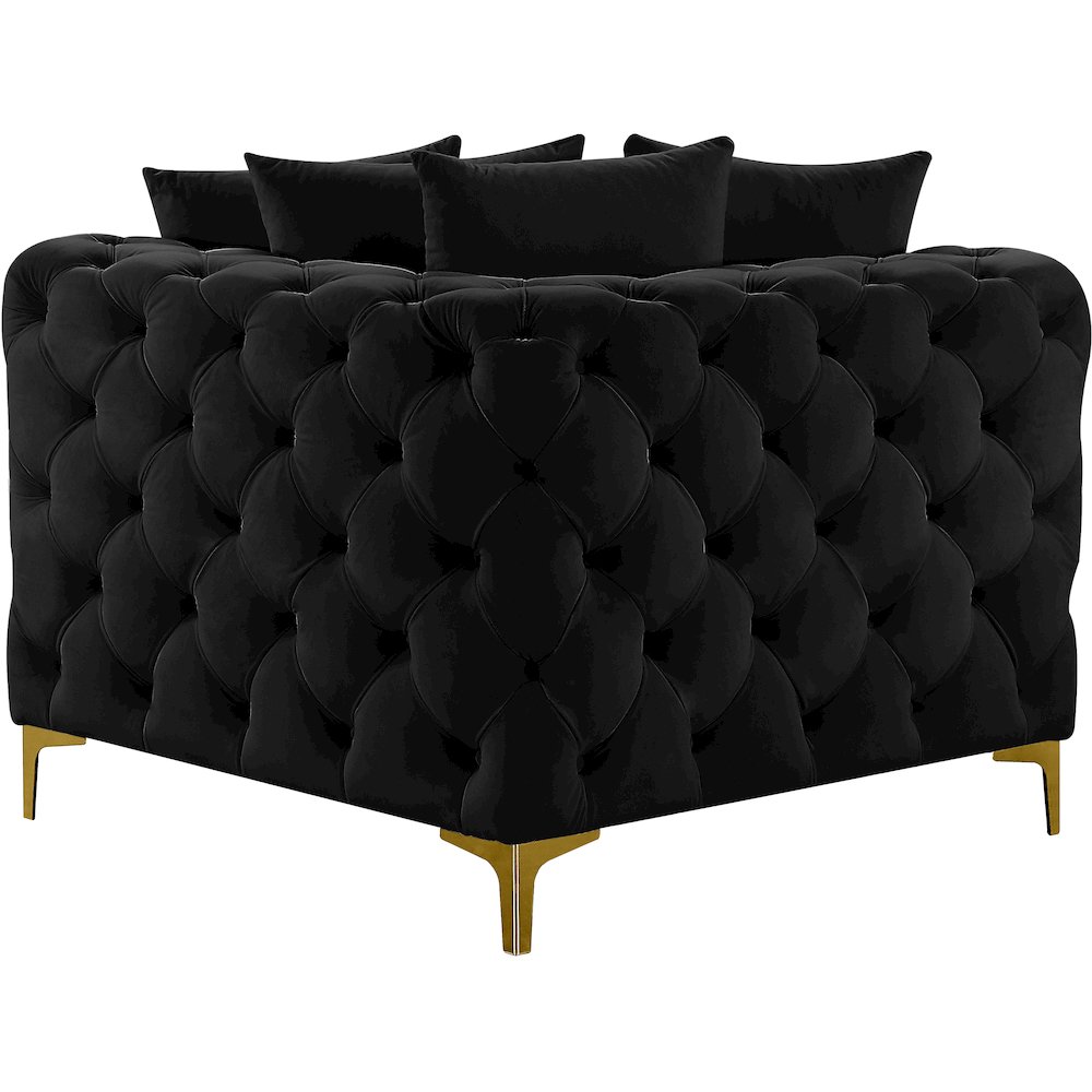 Tremblay Black Velvet Corner Chair. Picture 2