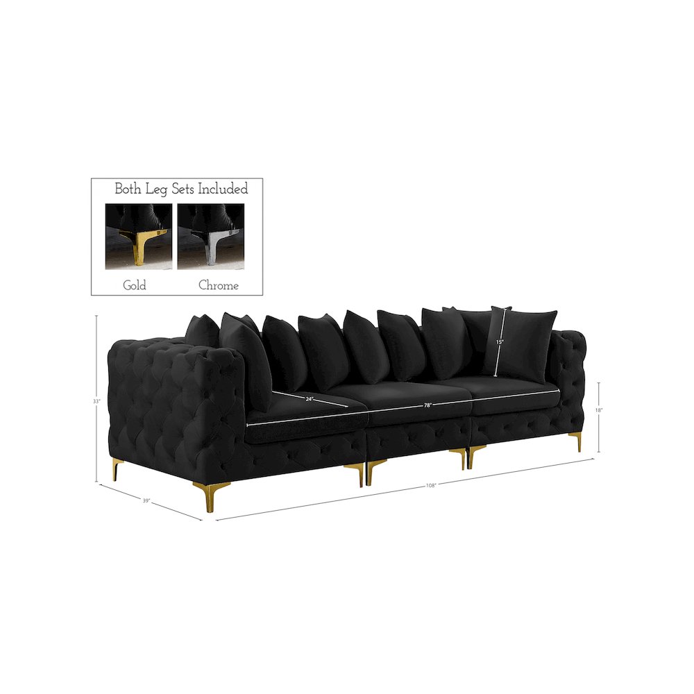 Tremblay Black Velvet Modular Sofa. Picture 14