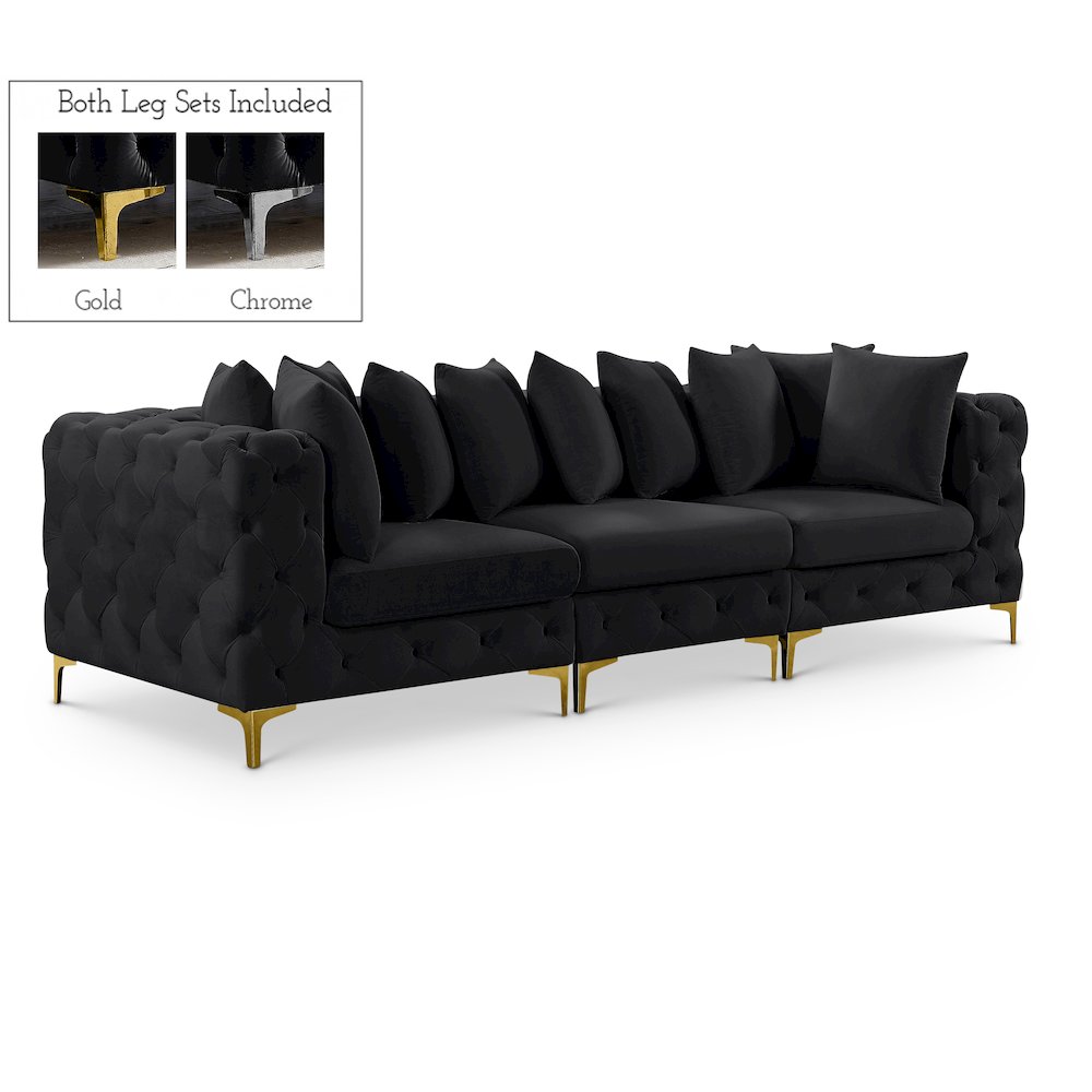 Tremblay Black Velvet Modular Sofa. Picture 1
