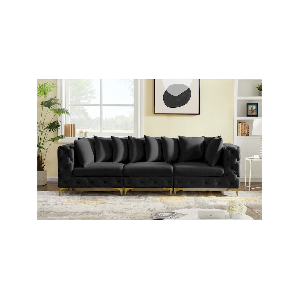 Tremblay Black Velvet Modular Sofa. Picture 2