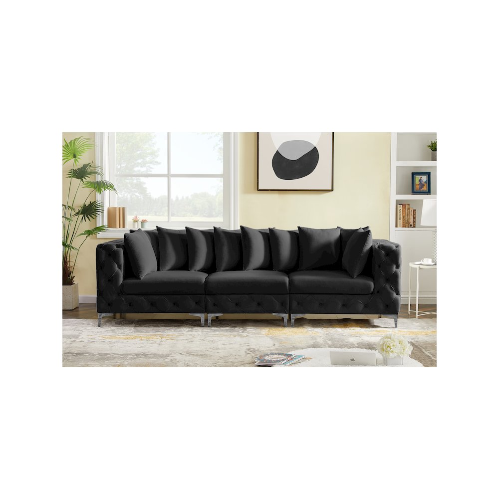 Tremblay Black Velvet Modular Sofa. Picture 3