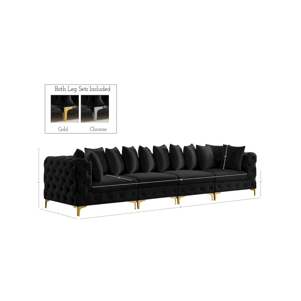 Tremblay Black Velvet Modular Sofa. Picture 10