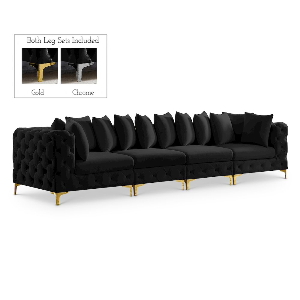 Tremblay Black Velvet Modular Sofa. Picture 1
