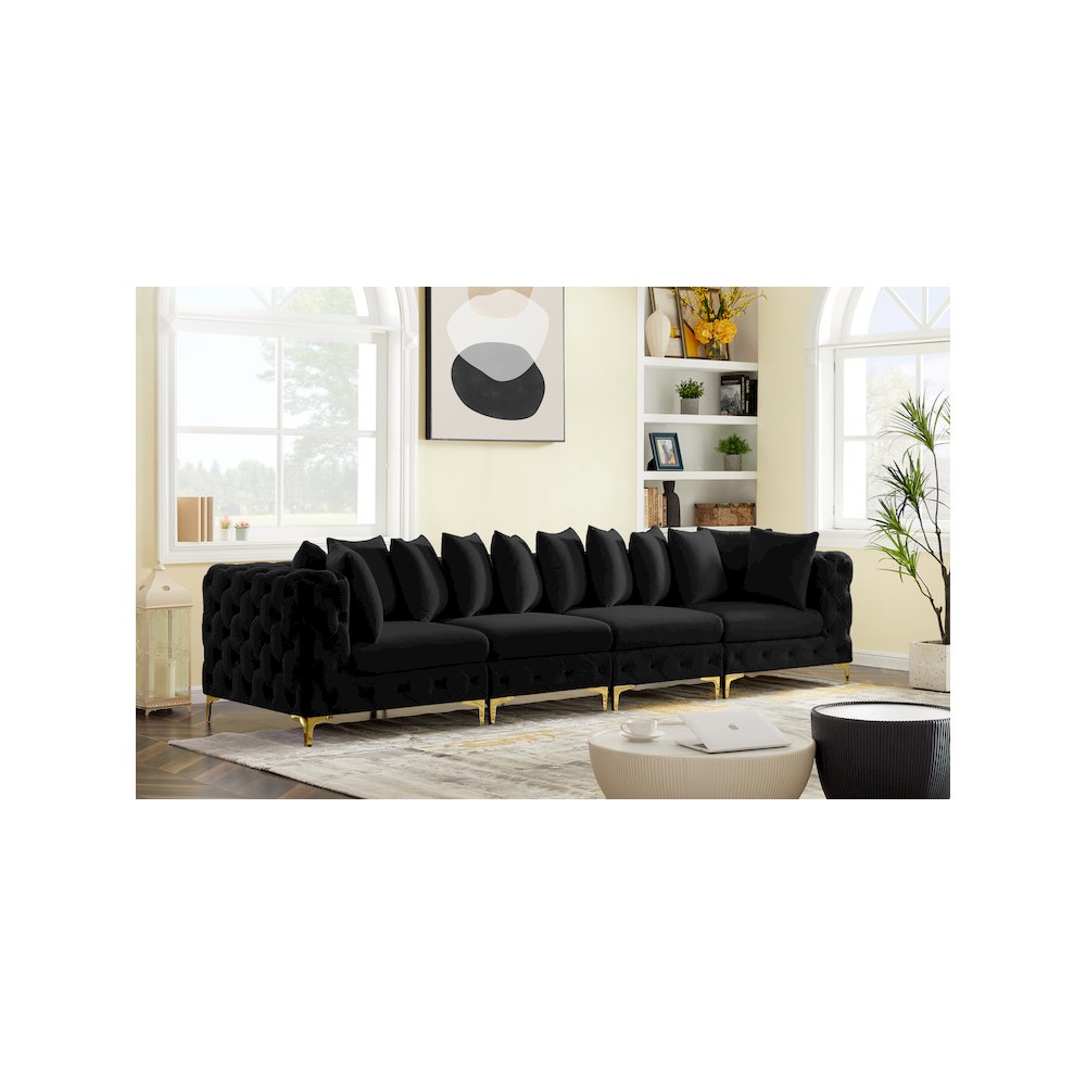Tremblay Black Velvet Modular Sofa. Picture 2
