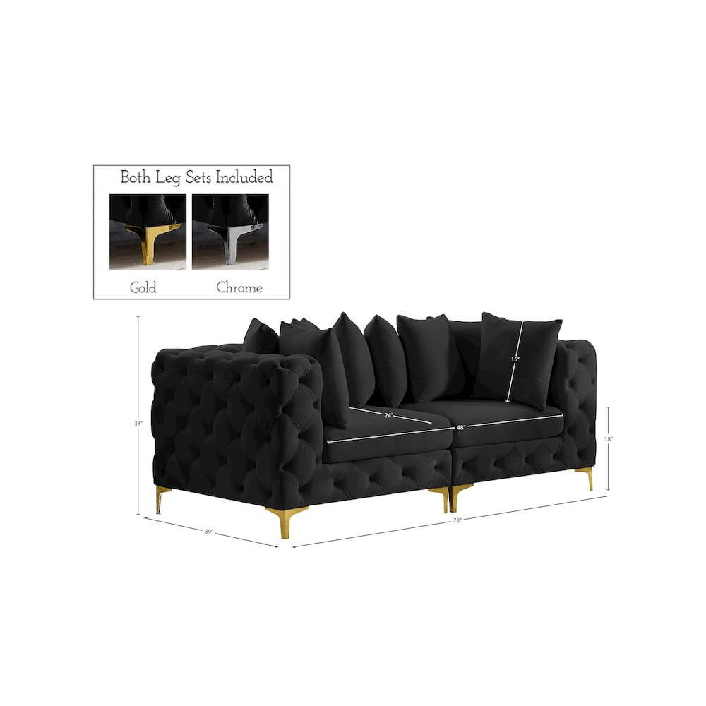 Tremblay Black Velvet Modular Sofa. Picture 12