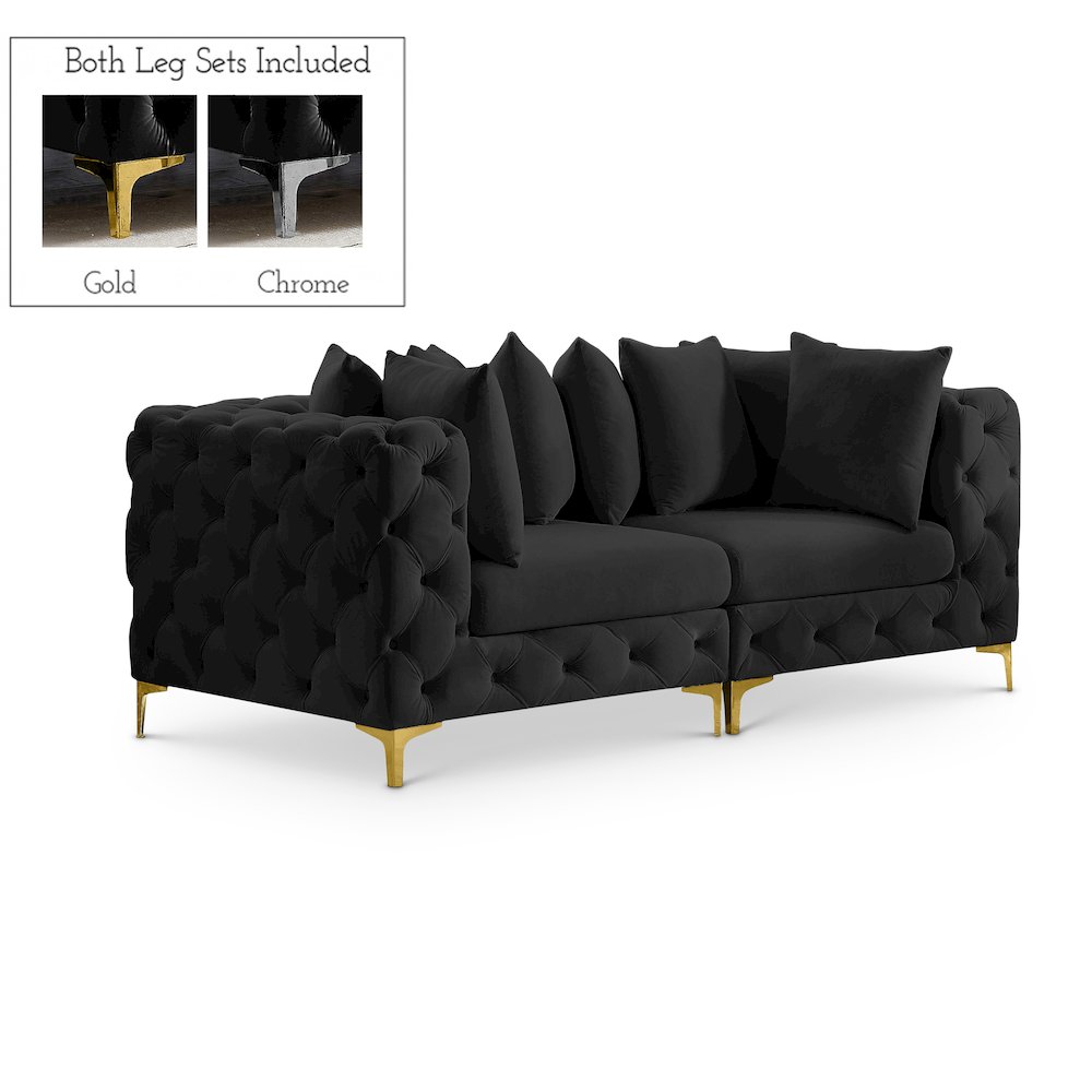 Tremblay Black Velvet Modular Sofa. Picture 1