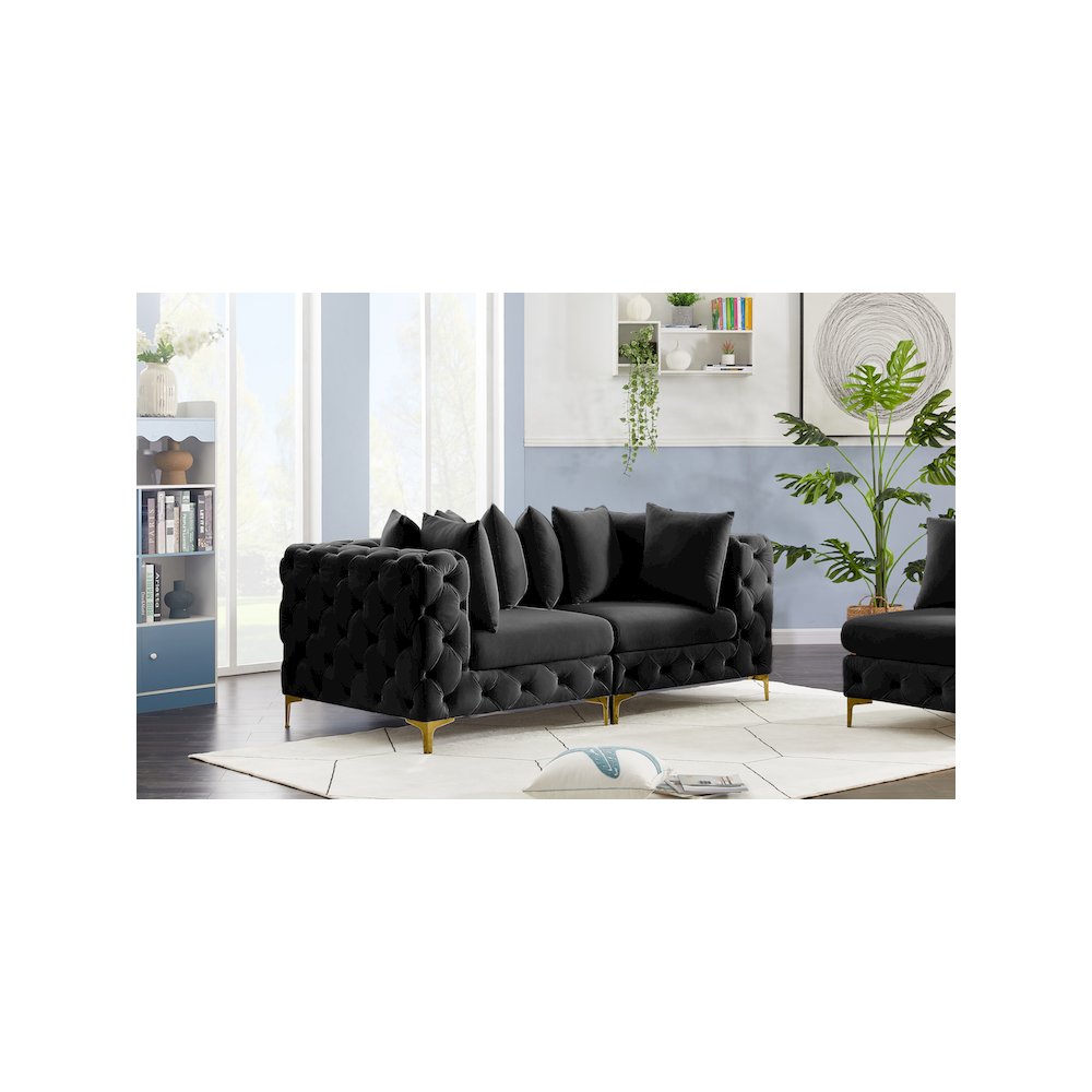 Tremblay Black Velvet Modular Sofa. Picture 2