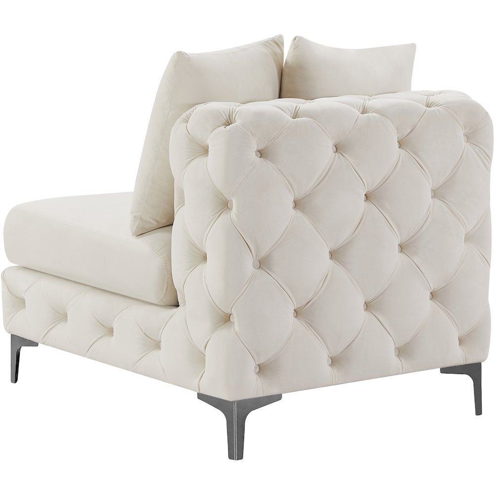 Tremblay Cream Velvet Armless Chair. Picture 9