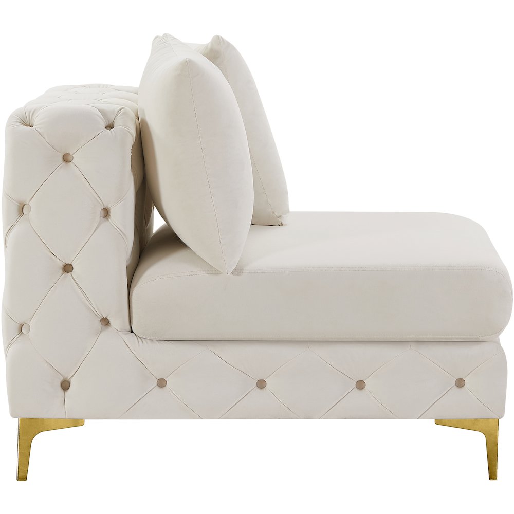 Tremblay Cream Velvet Armless Chair. Picture 12