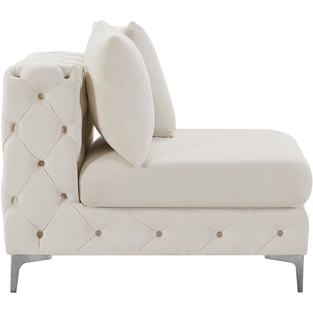 Tremblay Cream Velvet Armless Chair. Picture 13