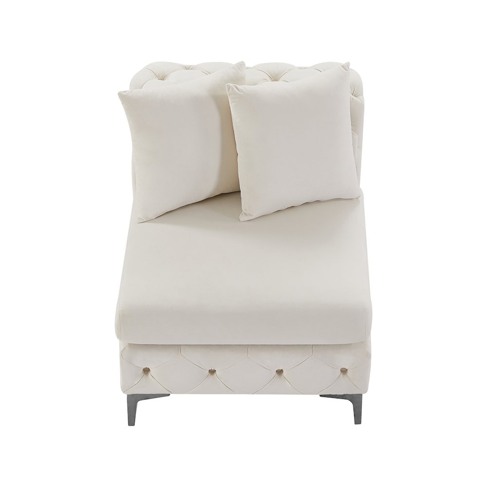 Tremblay Cream Velvet Armless Chair. Picture 7
