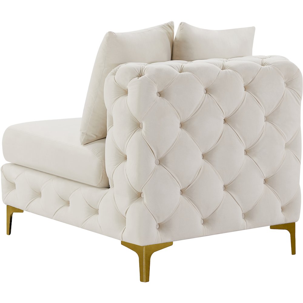 Tremblay Cream Velvet Armless Chair. Picture 8