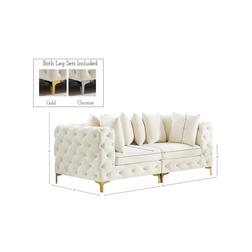 Tremblay Cream Velvet Modular Sofa. Picture 12