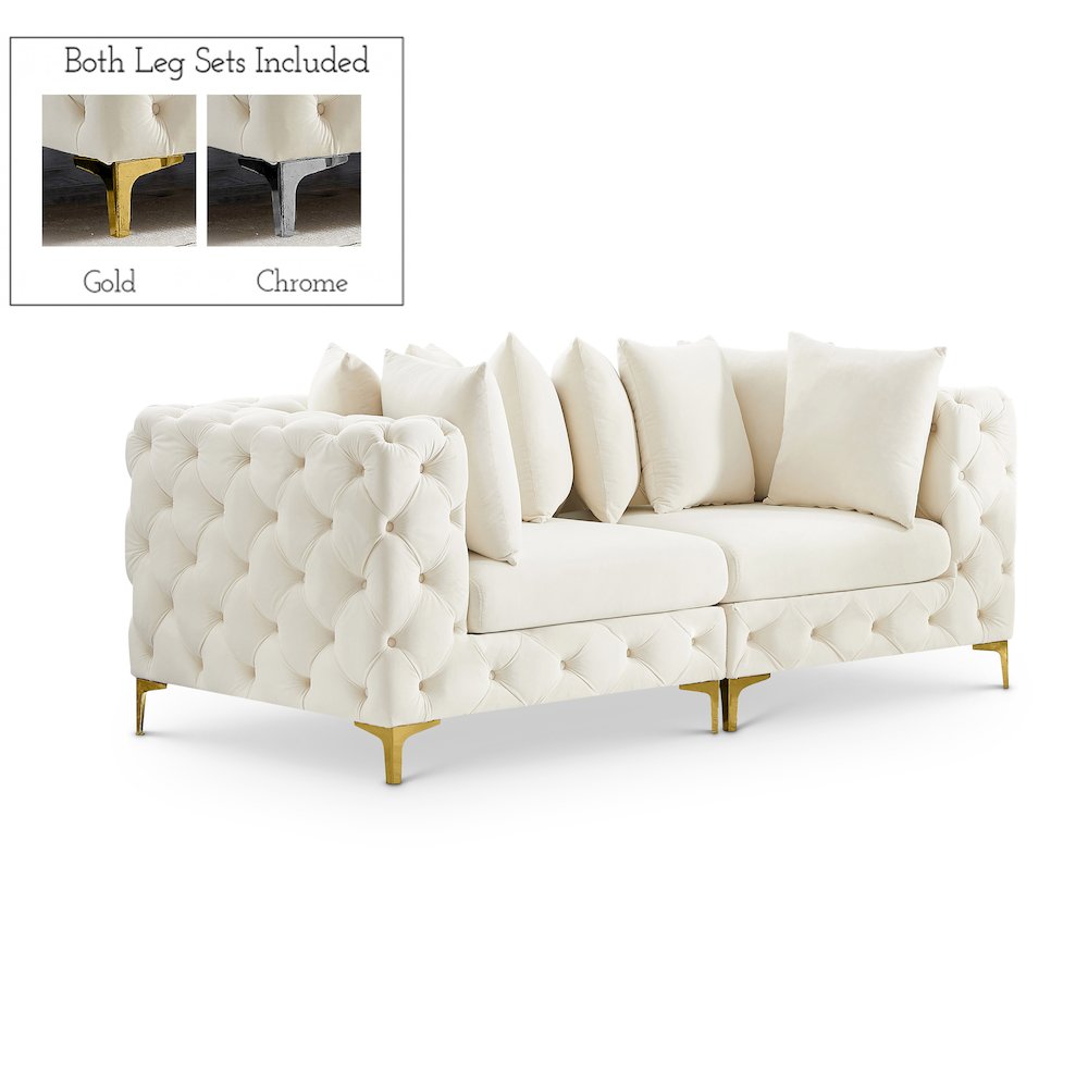 Tremblay Cream Velvet Modular Sofa. Picture 1